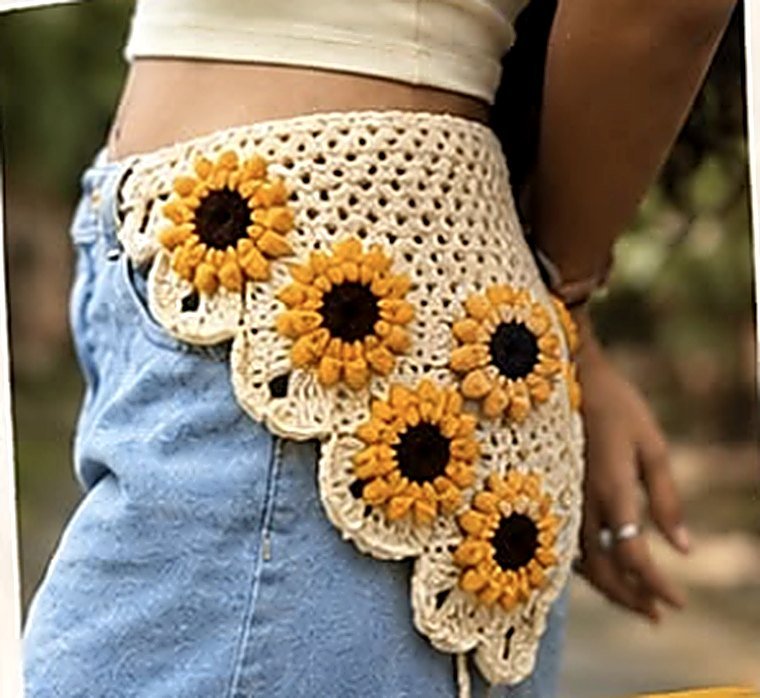 Sunflower crochet bandana
