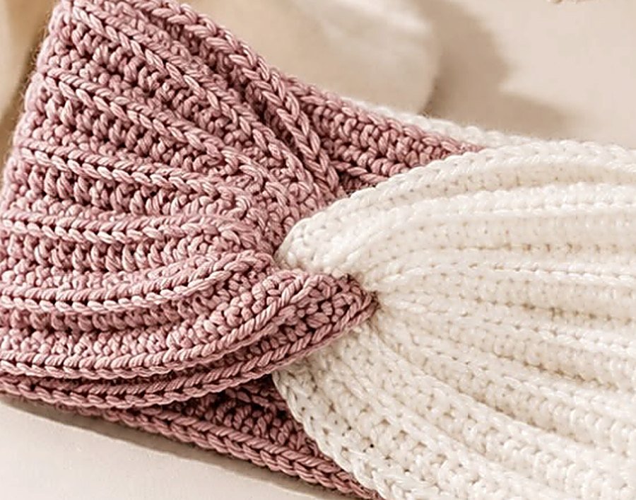 Close-up of ribbed crochet stitches